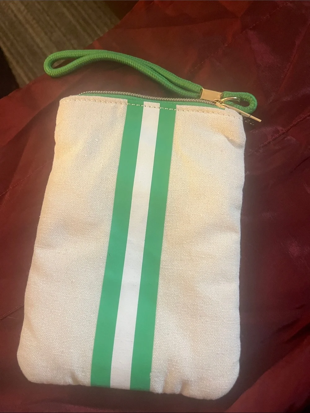 Canvas Wristlet Phone Pouch in Green and Whiter by 3M Post It Pouch 12